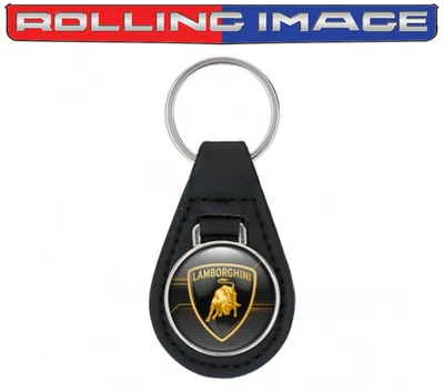 NEW Leather Keychain for Lamborghini -Futuristic with logo key ring - key fob