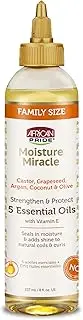 African Pride Moisture Miracle 5 Essential Hair Oils with Vitamin E | Moisture, Shine, Protection, and Growth | Argan, Castor, Grapeseed, Coconut, and Olive Oil | 8 oz