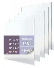 Clear Acrylic Sheet - 1/8 Inch Thick Plexiglass for Protection Display Signag...