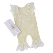 Newborn Girl Photography Outfits Lace Rompers Photography Props Headband