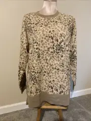 Old Navy Women Sweatshirt Sz S Animal Print Retro Oversized Tunic Side Slits NWT