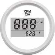 ALAGPNPMZH 2"(52mm) Auto Truck Boat Digital Tachometer 0-9990 RPM with Hourmeter Fit for Boat Car Truck Motorcycle Red Backlight 9-32V Speedometer(Red Light 52mm WW)