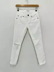 One Teaspoon Jean Women 25x25 True White Freebirds II Lo Rise Distressed Stretch