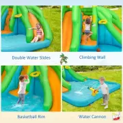 Inflatable Kids Water Park with Double Slides and Pool - Outdoor Summer Fun