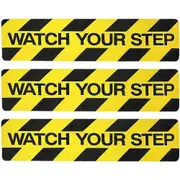 3Pcs Watch Your Step Floor Tape Caution Warning Sticker Nonskid Floor Sticker Floor Warning Tape As Shown 60X15cm
