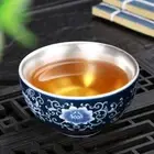 90ml Chinese Silver Cup Handmade Tea Cup Porcelain Cup Kung Fu Tea Set Decorate