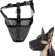 TuoYi Dog Muzzle Breathable Mesh and Durable Nylon Dog Muzzle with Adjustable Strap and Buckle,Prevent Biting Chewing and Licking, Breathable, Durable Black Dog Mouth Cover XL