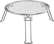 Grills, Grill Rack Foldable Camping BBQ Grill Stand Grill Net Picnic Grid Grill Campfire Stand 3-Leg Round Grill Pan for Outdoor Use