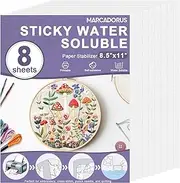 Stick and Stitch Embroidery Paper Wash Away 8.5”x11”, 8 Pcs Soluble Embroidery Stabilizer Printable Paper, Away Stabilizer for Hand & Machine Embroidery, Ideal for Printing & Drawing Patterns.