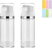 IOOROSE Airless Pump Bottle Refillable Travel Containers 100 ml/3.5 oz (Clear, 2 Pack)