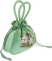 [HORIALENCE] Embroidered Drawstring Purse with Handle Elegant Small Handbag for Weddings Parties Casual Outings Versatile Clutch Bag for Cellphones and Essentials