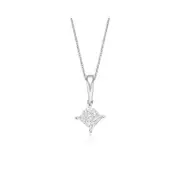 Zamel's 9ct White Gold Princess Cut 0.15 CT Diamond Pendant Jewellery