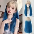Air Bangs Blonde and Blue Gradient Wigs Lolita Cosplay Wigs Daily Use