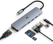 Tiergrade USB C Hub Multiport Adapter, 7 in 1 USB C Docking Station with 4K HDMI, 100W PD Charging Port, 3 USB 3.0, SD/TF Card Reader for MacBook Pro/Air, Chromebook and More