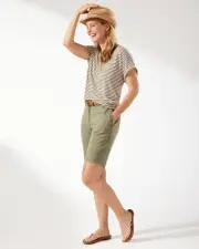 Tommy Bahama Women's Boracay 10-Inch Bermuda Shorts, Tea Leaf, 2