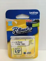 Compatible to Brother M231 P-touch Label Tape 1/2" Black on White