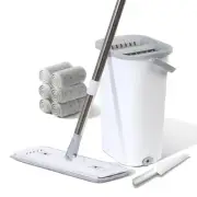 Wall Floor Mop Kit: Long Handle Scrubber with Wringer Bucket Washable Microfi...