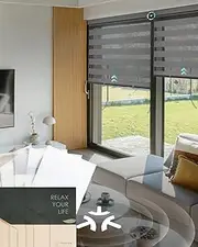 Yoolax Motorized Matter Zebra Blinds, Light Filtering Dual Layer Sheer Blinds, Privacy Light Control Roller Window Blind, Fabric Sample (Multicolor)