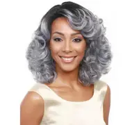 Gray Short Curly Wig with Diagonal Bangs