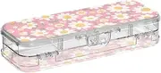 [Amooorous] Daisy Magenta Designed Plastic Pencil Box Double Deck Crayon Containers For Craft Art With Snap And Lid