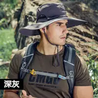 在飛比找PChome24h購物優惠-戶外釣魚登山健行遮陽漁夫帽 防曬透氣大簷帽 深灰