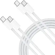 iPhone 16 Charging Cable USB C 6FT, [MFi Certified] 2 Pack 60W USB C to C Fast Charging Cable Nylon Braided Type C Charger Cord for iPhone 16/ 16 Plus/16 Pro/16 Pro Max/15/15 Pro/15 Pro Max, White