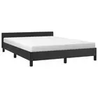 Bed Frame With Headboard Black 137X187 Cm Double Faux Leather cotton,leather,ply