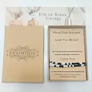 Morse Code Love Bracelets w/ Black & White Beads I Love You My Girl - Handmade