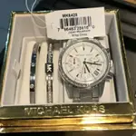 實拍三件套MICHAEL KORS MK6428 RITZ計時碼表白色撥號女士手錶