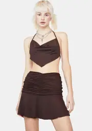 Mocha Quite A Coincidence Skirt Set