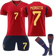 [PiWine] Unisex T-Shirt Men Football No.7 Red Sports Jersey Print Short Sleeve Football Pullover Soccer Shorts