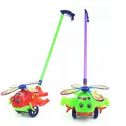 Baby Walker Toy Hand Push Pull Walks Plane Rod Push Cart Single Rod Blink Eyes Drag M Plane With Bell