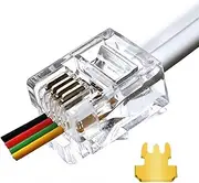 RJ11 6P4C Pass Through Connectors(50 Pieces Pack) Telephone Line Cable Wire Male Plug, AV00502