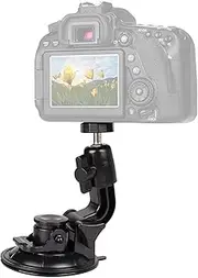 Powerful Suction Cup Camera Car Mount with Tripod Adapter, Phone Holder for Action Cameras, Smartphones, Car Camera Mount with 1/4 Thread for Car Windshield