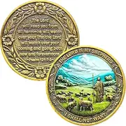 The Lord is My Shepherd Christian Challenge Coin - 1.57 Inch Religious Token Inspirational Gift, Peace and Strength Symbol