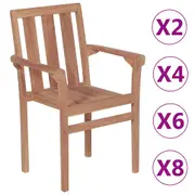 1/2x Solid Teak Outdoor Chair Stackable Armrest Dining Seat Furniture vidaXL