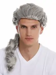 Wig Men's High-Quality Historical Baroque Renaissance Nobleman Aristocrat Grey