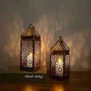 Portable Candle Holder Metal Wind Lights Lantern Iron Candle Stand Home Decor