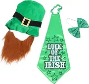 [TINEASUR] 1 Set St. Patrick's Day Hats Tan Ties for Men Tie and Pocket Square Costume Bow Tie Festive Headdress Props Irish's Festival Headdress Festival Headwear Decors Green Cloth