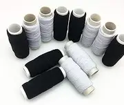 FQTANJU Round Shirring Elastic Craft Cord（6 Black+6 White）