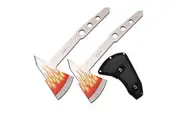 Perfect Point Flame Printed Throwing Axes 2pcs w/ Sheath (K-PP-120-2FL)