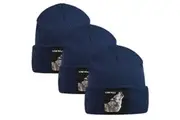 3x Goorin Wolf Man Beanie Hat Warm Winter Ski Animal Series Lone Wolf - Navy