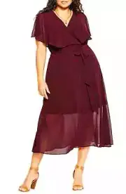 Garnet Softly Tied Dress - Size 16/S - Elegant Women's Fashion - Stylish Look