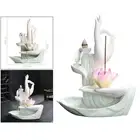 Ceramic Lotus Incense Burner Holder Waterfall Backflow Censer Yoga Room