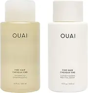 OUAI Fine Shampoo and Conditioner Set - Sulfate Free Shampoo and Conditioner for Fine Hair - Made with Keratin, Marshmallow Root, Shea Butter & Avocado Oil - Free of Parabens & Phthalates (10 Fl Oz)