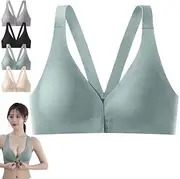 [HUIQINGLI] Deep V Sexy Front Closure Support Push-Up Seamless Wireless Bra, Women Adjustable Underarm-Smoothing Comfort Bras