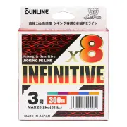SUNLINE Saltimate INFINITIVE X8 Braid PE Line 300m 5color, Max lb variation
