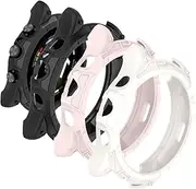 Cover Compatible with Fossil Gen 6 Case 42mm Women's TPU Anti-Scratch Shock-Proof Bumper Protective Shell Smartwatch Accessory for Fossil Women's Gen 6 42mm Case Protector (Black/Pink/White)