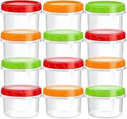 TOFLEN Reusable Small Freezer Containers 8 Oz Plastic Food Storage Containers with Screw On Lids, Leakproof & Airtight, Freezer Safe, Dishwasher Safe, Set of 12 Multicolor