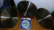 Set Of (3)Wet/Dry Diamond,Concrete, Masonry and Steel Saw Blades (3) 16" (1) 7"